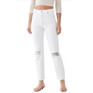 NWT NEW Rolla's Original High Rise Straight Leg Distressed Jeans Layla White 28